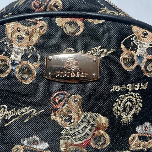 Pipibear Teddy Bear Tapestry Mini Backpack Black Gold Vintage Style Women’s main image 7